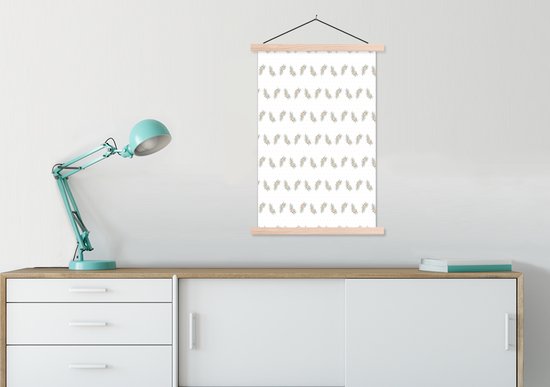 Porte-affiche avec affiche - Affiche scolaire - Vintage - Feuille - Motifs - 60x90 cm - lattes vierges
