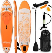 Physionics - Stand Up Paddle Board - 320cm - Opblaasbaar SUP Board - Verstelbare Peddel - Handpomp met Manometer - Rugzak - Reparatieset - Paddle Board - Surfboard - Oranje