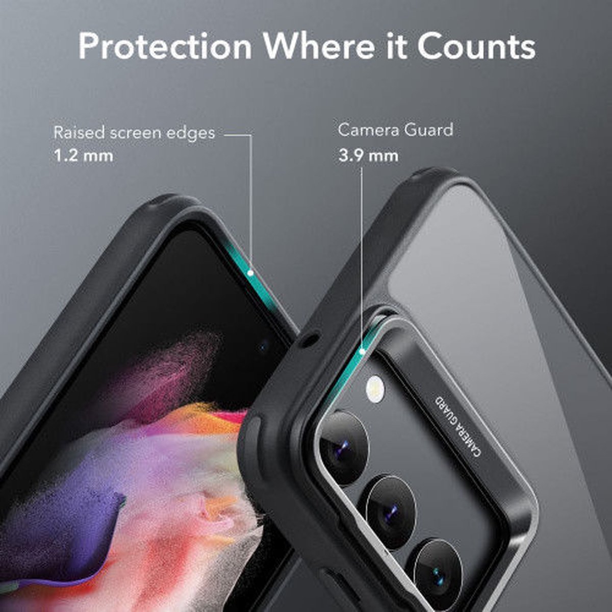 ESR Classic Kickstand Hoesje Transparant/Zwart Geschikt voor Samsung Galaxy S23