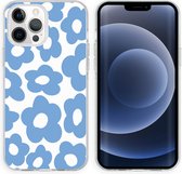 iMoshion Hoesje Siliconen Geschikt voor iPhone 13 Pro - iMoshion Design hoesje - Blauw / Retro Blue Flowers