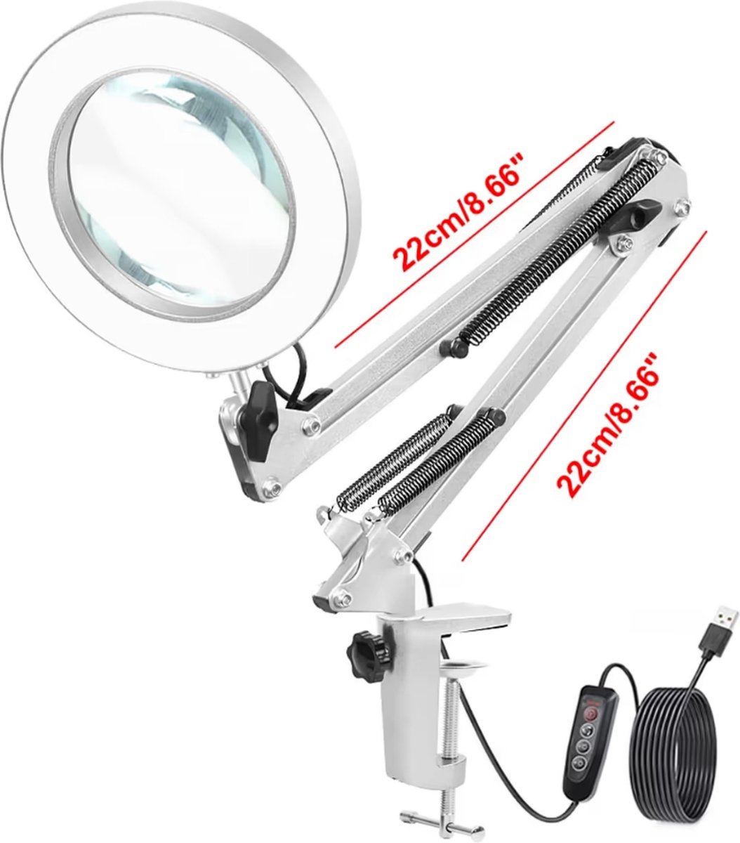 Jubor Vergrootglas met licht en standaard, 10x 8x led