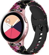 Strap-it Smartwatch bandje 20mm - siliconen bandje Pink Flower print geschikt voor Samsung Galaxy Watch 3 41mm / Galaxy Watch 42mm / Galaxy Watch Active & Active2 40 & 44mm / Galaxy Watch 4 / 4 Classic / Watch 5 / 5 Pro / Watch 6 / 6 Classic