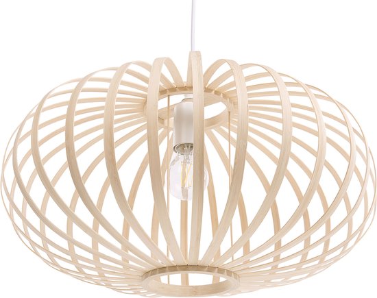 Beliani HAVEL - Lampe à suspension - Couleur bois clair - Bois de bambou