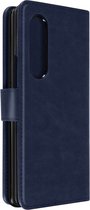 Hoesje Geschikt voor Samsung Z Fold 3 met klep en magnetische flap Donkerblauw