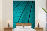 Behang - Fotobehang Bladskelet turquoise blad - Breedte 180 cm x hoogte 280 cm