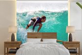 Behang - Fotobehang Surfen op golfen - Breedte 280 cm x hoogte 280 cm