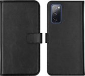 Selencia Hoesje Geschikt voor Samsung Galaxy S20 FE Hoesje Met Pasjeshouder - Selencia Echt Lederen Bookcase - Zwart