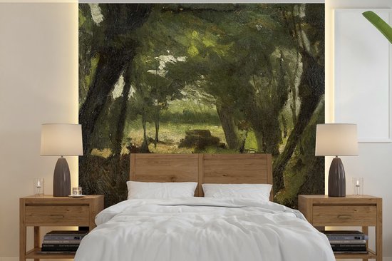 Behang - Fotobehang Bosgezicht - Schilderij van George Hendrik Breitner - Breedte 260 cm x hoogte 260 cm