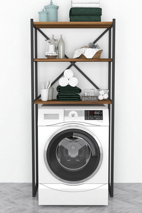 Pochon Home - Wasmachine Ombouw - Walnoot - Wasmachine Kast - Kast voor Wasmachine - Kast - Opbergkast
