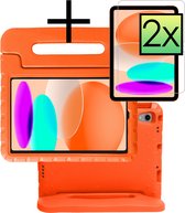 Hoesje Geschikt voor iPad 2022 Hoesje Kinderhoes Shockproof Hoes Kids Case Met 2x Screenprotector - Oranje