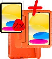 Hoesje Geschikt voor iPad 2022 Hoesje Kinder Hoes Shockproof Kinderhoes Met 2x Screenprotector - Kindvriendelijk Hoesje Geschikt voor iPad 10 Hoes Kids Case - Oranje