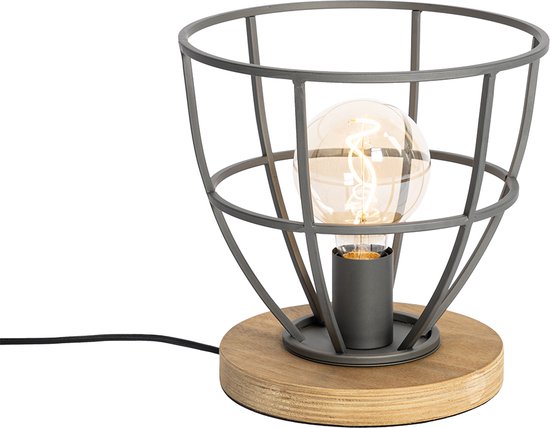 QAZQA arthur - Industriele Tafellamp - 1 lichts - H 24.5 cm - Donkergrijs - Industrieel - Woonkamer | Slaapkamer | Keuken