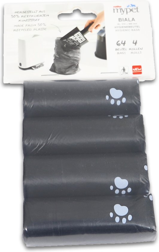 Rotho Mypet Biala Hygiënische Poepzakjes - Kattenbakaccessoires - 4x16 stuks