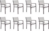 NATERIAL - Set de 8 chaises de jardin ORION BETA II avec accoudoirs - 8 chaises de jardin - Empilables - Chaises de terrasse - Chaises de Chaises de salle à manger - Aluminium - Textilène - Marron - Beige