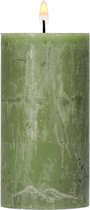 Blokker rustieke cilinderkaars - mosgroen - 7x13 cm
