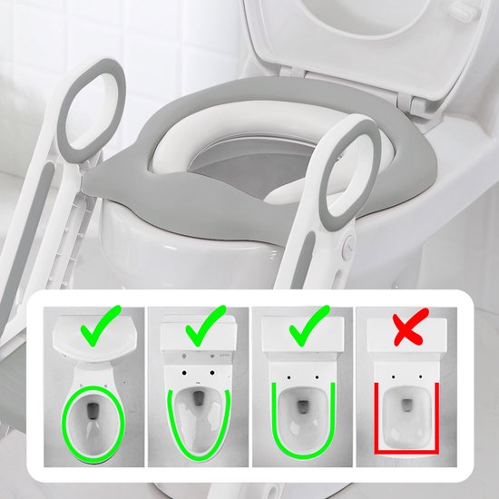 LifeGoods WC Verkleiner - Toilettrainer met Opstapje - Opvouwbaar - 2 tot 7 Jaar - Grijs/Wit