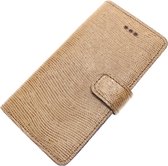 Made-NL Handgemaakte ( Apple iPhone 14 Pro ) book case bruin soepel slangenprint geitenleer hoesje