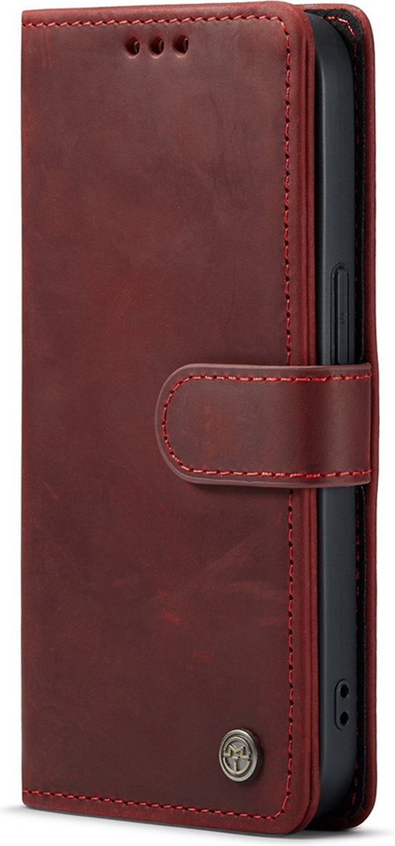 iPhone 14 Pro Bookcase hoesje - CaseMe - Effen Rood - Leer