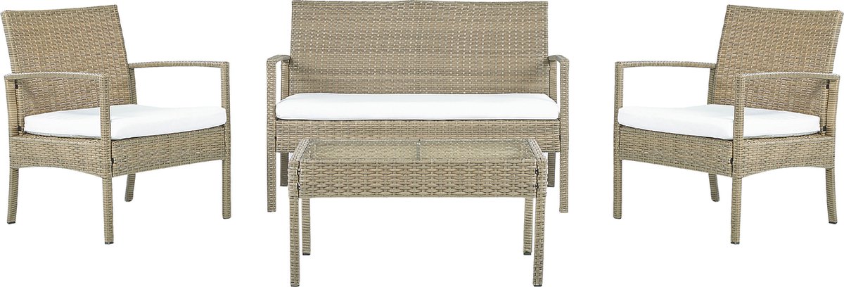 Beliani MARSALA - Loungeset voor 4 - Beige - PE rotan - Beliani