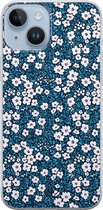 Casimoda® hoesje - Geschikt voor iPhone 14 Plus - Bloemen Blauw - Siliconen/TPU telefoonhoesje - Backcover - Bloemen - Blauw