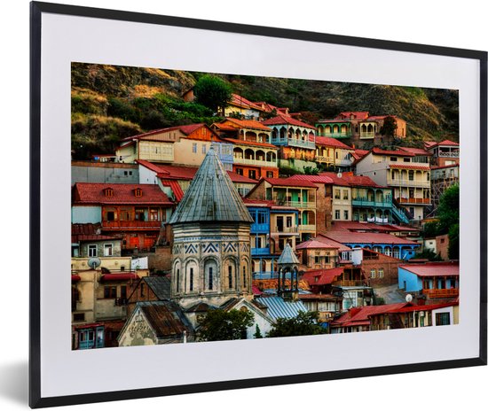 Fotolijst incl. Poster - Kleurrijke huizen in het oude stadsdeel van Tbilisi in Georgië - 60x40 cm - Posterlijst
