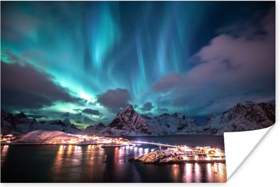 Aurores boréales bleu vif 60x40 cm