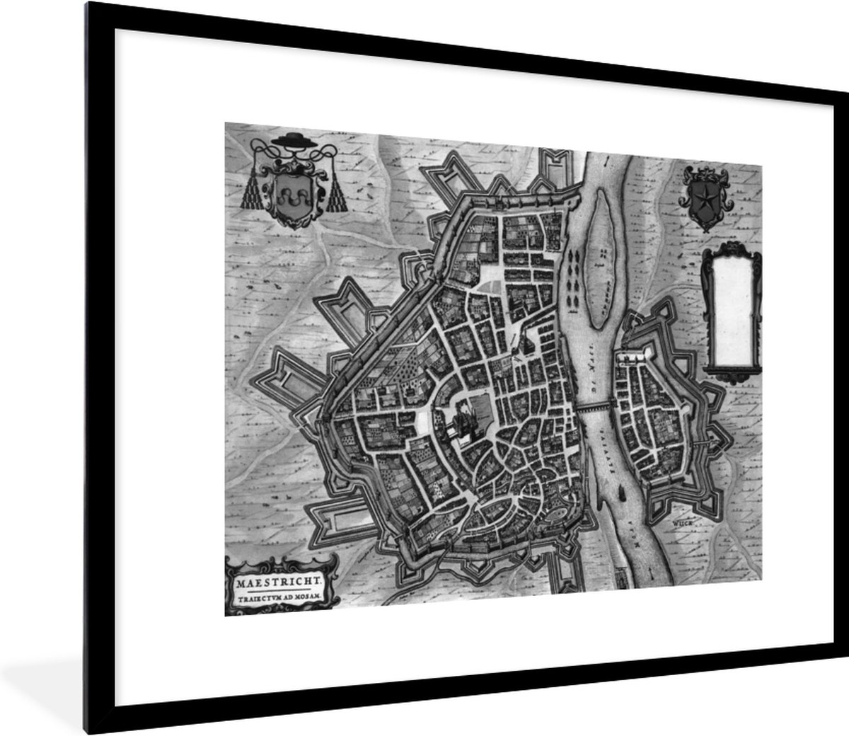 Poster met Lijst - 90x60 cm - Kaart - Plattegrond
