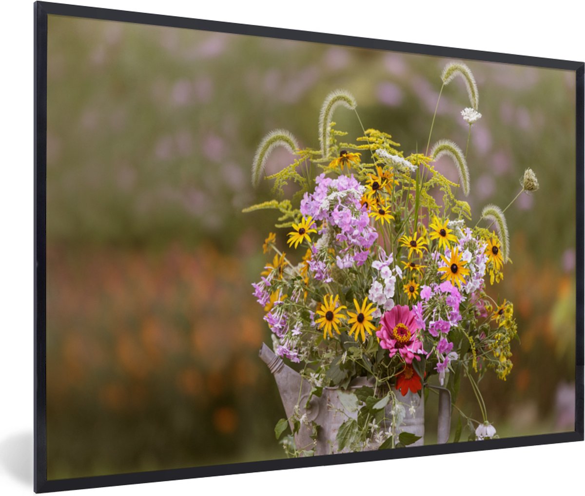 Poster in lijst - Fotolijst 60x40 cm - Posters - Bloemen - Gieter - Kleur - Posterlijst zw