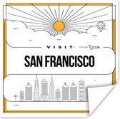 Poster San Francisco - Skyline - Wit - 100x100 cm XXL