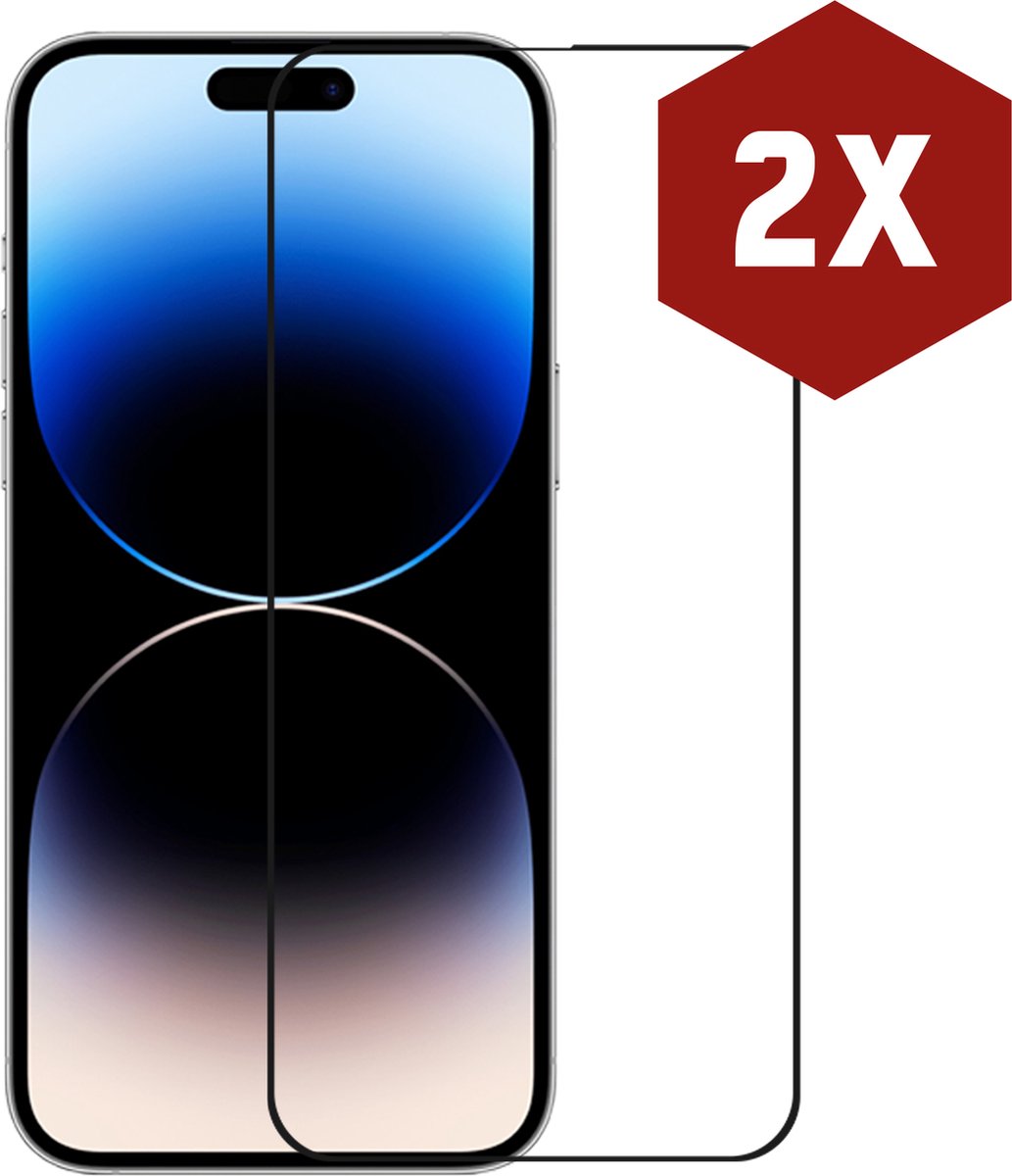 Screenprotector geschikt voor iPhone 14 Pro - Full cover - 2-pack - Kratoshield
