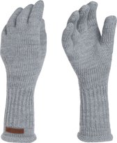 Knit Factory Lana Gebreide Dames Handschoenen - Gebreide winter handschoenen - Lichtgrijze handschoenen - Polswarmers - Licht Grijs - One Size