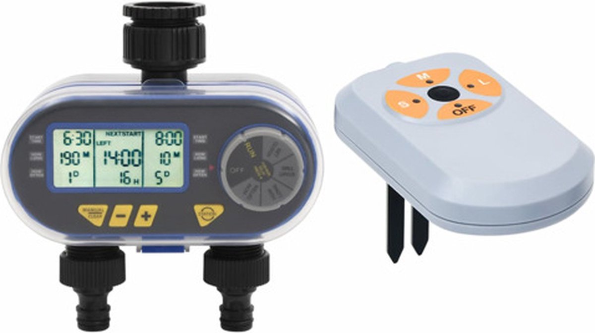 vidaXL Watertimer digitaal met dubbele uitgang en vochtsensor