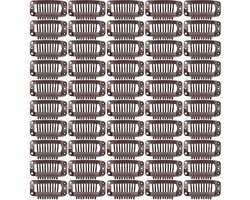 50 Stuks - Stalen Extension Clip - Pruiken Clips - Clipjes voor Haar Extensions - Snap Clips - U Vormig - Met Zacht Rubber - 6 Tanden - Zwart - 20 stuks