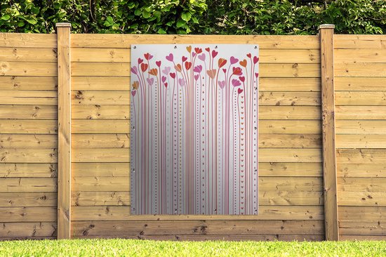 Une illustration de poster jardin coeurs en croissance 120x160 cm - Toile de jardin / Toile d'extérieur / Peintures d'extérieur (décoration de jardin) XXL / Groot format!