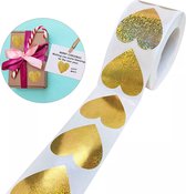 Goud Hart Stickers 500!! stuks! - Valentijn - Metallic Gold - Valentijnsdag - Valentines Day - Sluitstickers - Sluitzegel - Bedankt - Thanks - Envelopsticker - Traktatie zakje - Cadeau - Cadeauzakje - Kado - Chique inpakken - Feest - Bruiloft