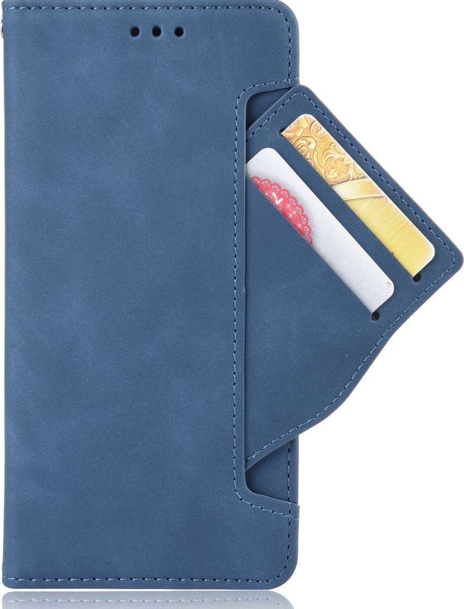 Mobigear Telefoonhoesje geschikt voor POCO F4 GT Hoesje | Mobigear Slide Wallet Bookcase Portemonnee | Pasjeshouder voor 3 Pasjes | Telefoonhoesje voor Pinpas / OV Kaart / Rijbewijs - Blauw