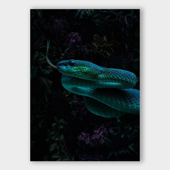 Poster Jungle Snake - Dibond - 70x100 cm  | Wanddecoratie - Interieur - Art - Wonen - Schilderij - Kunst