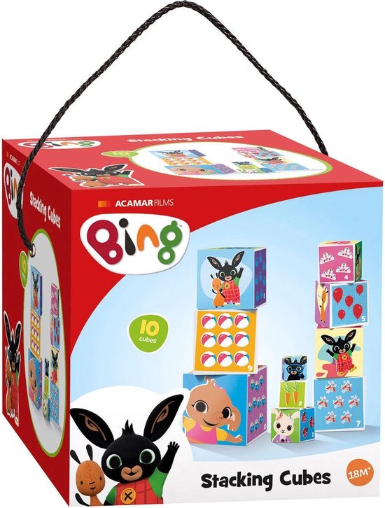 Bambolino Toys stapelblokken Bing 10 stuks - educatief peuter kleuter speelgoed - stapelbaar en nestbaar