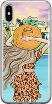 Casimoda® hoesje - Geschikt voor iPhone Xs - Sunset Girl - Siliconen/TPU telefoonhoesje - Backcover - Geen opdruk - Multi