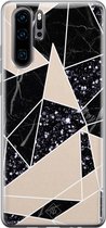 Casimoda® hoesje - Geschikt voor Huawei P30 Pro - Abstract Painted - Siliconen/TPU - Soft Case - Zwart - Geometrisch patroon
