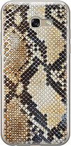 Casimoda® hoesje - Geschikt voor Samsung A5 2017 - Snake / Slangenprint bruin - Backcover - Siliconen/TPU - Goudkleurig