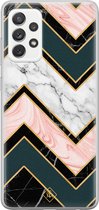 Casimoda® hoesje - Geschikt voor Samsung A52s - Marmer Triangles - Backcover - Siliconen/TPU - Multi