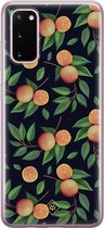 Casimoda® hoesje - Geschikt voor Samsung S20 - Fruit / Sinaasappel - Backcover - Siliconen/TPU - Zwart