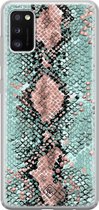 Casimoda® hoesje - Geschikt voor Samsung A41 - Slangenprint pastel mint - Backcover - Siliconen/TPU - Mint