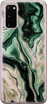 Casimoda® - Samsung S20 hoesje - Groen marmer / Marble - Siliconen/TPU - Roze