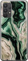 Casimoda® hoesje - Geschikt voor Samsung A32 4G - Groen marmer / Marble - Backcover - Siliconen/TPU - Groen