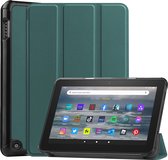 Housse de tablette pour étui à trois volets Amazon Fire 7 (2022) - étui livre avec fonction auto/réveil - Vert foncé