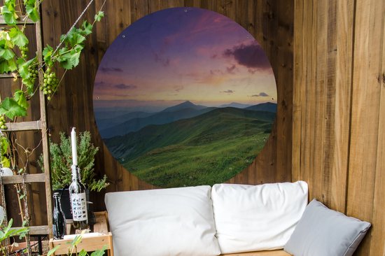Garden Circle Berg - Herbe - Paysage - Soir - 120x120 - Affiche de Jardin Ronde - Extérieur