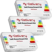 AZDelivery 3 x LED colorées 3 mm 5 mm Couleurs assorties Kit de diodes électroluminescentes claires, UV RVB CC/ CA, (lot de 350) Compatible avec Arduino , y compris E-Book !