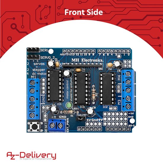 AZDelivery 3 x L293D Motor Driver Shield, 4 Kanaals Motor Driver Shield